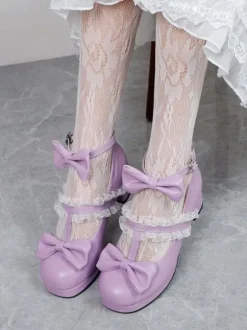 Escarpins Lolita à bout rond en cuir PU à bout rond blanc