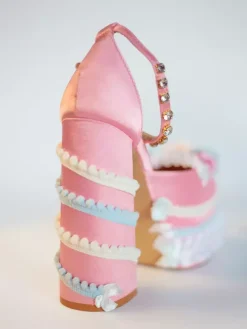 Escarpins Lolita Sweet vert clair à n艙ud et volants en cuir PU à talon compensé