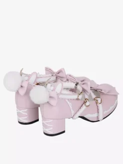 Escarpins Lolita à talons compensés et n艙uds roses