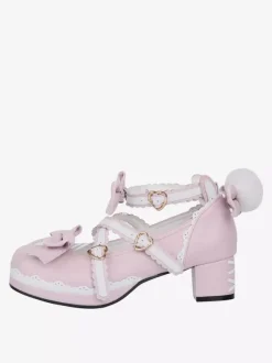 Escarpins Lolita à talons compensés et n艙uds roses