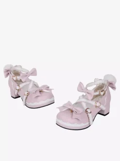 Escarpins Lolita à talons compensés et n艙uds roses