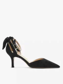Escarpins noirs de soirée en daim à bout ouvert et n艙ud talons hauts