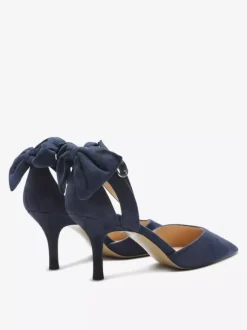 Escarpins noirs de soirée en daim à bout ouvert et n艙ud talons hauts