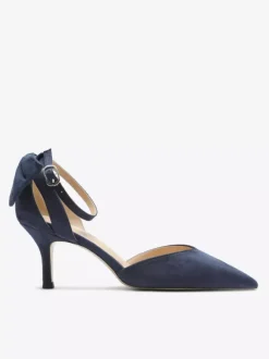 Escarpins noirs de soirée en daim à bout ouvert et n艙ud talons hauts