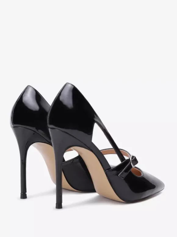 Escarpins noirs grande taille à bout pointu et boucle chaussures habillées à enfiler