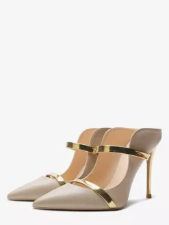 Escarpins noirs à talons hauts pour femmes bout pointu et dos nu