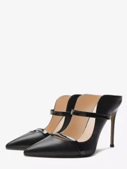 Escarpins noirs à talons hauts pour femmes bout pointu et dos nu