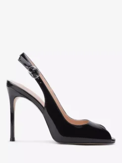 Escarpins noirs à talons hauts pour femmes bout ouvert et bride arrière