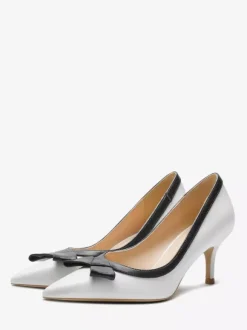 Escarpins à petits talons bout pointu noir n艙ud à enfiler pour femmes