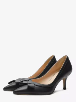 Escarpins à petits talons bout pointu noir n艙ud à enfiler pour femmes
