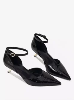 Escarpins à petits talons pour femmes bout pointu motif pierre bride cheville