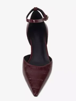 Escarpins à petits talons pour femmes bout pointu motif pierre bride cheville