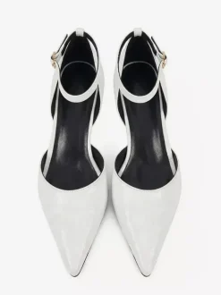 Escarpins à petits talons pour femmes bout pointu motif pierre bride cheville