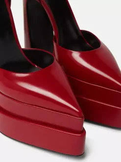Escarpins à plateforme pour femmes Rouge Bout pointu Fermeture à boucle Bride à la cheville Talons hauts bloc