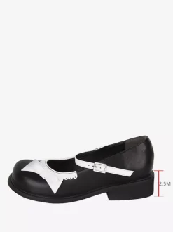 Escarpins Sweet Lolita noirs plats en cuir PU avec n艙ud et n艙ud papillon chaussures tendance Kawaii