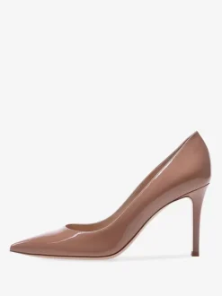 Escarpins à talons aiguilles et tige en PU verni pour femmes