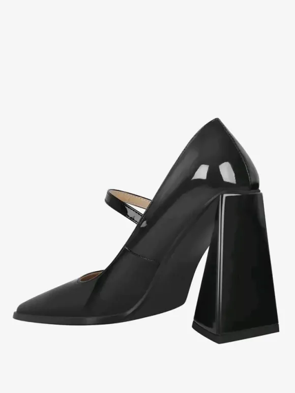 Escarpins à talons femmes escarpins à boucle à enfiler bout carré chic talon épais cuir PU