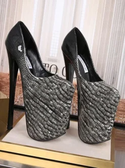 Escarpins Talons Hautes avec Plateforme Imprimés Sexy Femmes à Cuir Synthétique Vernis avec Bout Rond à Talons Aiguilles Chaussures Sexy