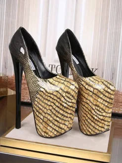 Escarpins Talons Hautes avec Plateforme Imprimés Sexy Femmes à Cuir Synthétique Vernis avec Bout Rond à Talons Aiguilles Chaussures Sexy