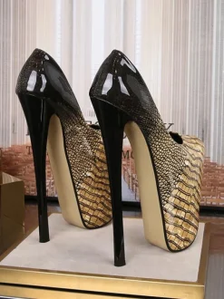 Escarpins Talons Hautes avec Plateforme Imprimés Sexy Femmes à Cuir Synthétique Vernis avec Bout Rond à Talons Aiguilles Chaussures Sexy