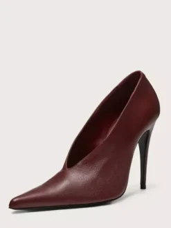 Escarpins à talons hauts bordeaux pour femmes bout pointu à enfiler