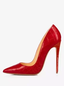 Escarpins À Talons Hauts Bout Pointu Sexy Femmes Motif Pierre Rouges À Enfiler
