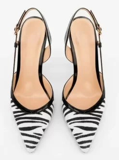 Escarpins À Talons Hauts Bout Pointu À Bride Pour Femmes Imprimé Zèbre