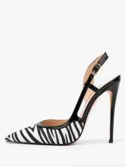 Escarpins À Talons Hauts Bout Pointu À Bride Pour Femmes Imprimé Zèbre