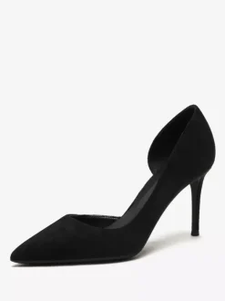 Escarpins à talons hauts en daim chaussures habillées rouges à bout pointu et à talons aiguilles