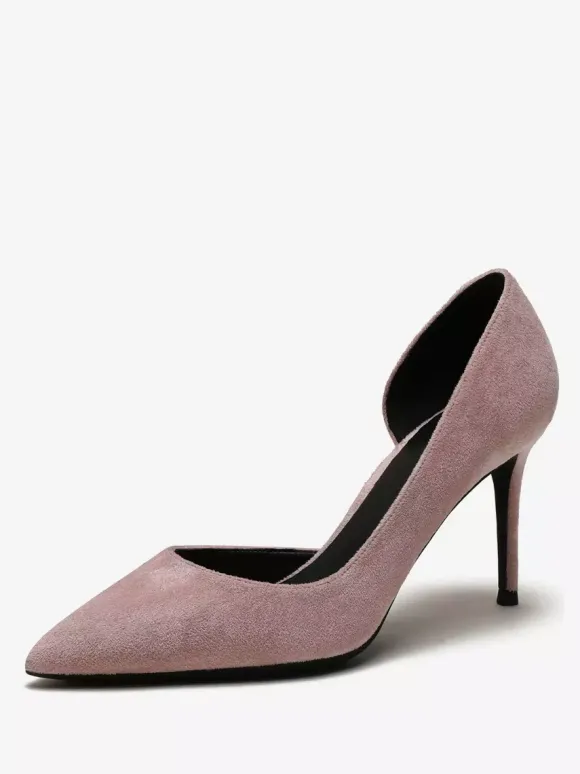 Escarpins à talons hauts en daim chaussures habillées rouges à bout pointu et à talons aiguilles