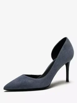 Escarpins à talons hauts en daim chaussures habillées rouges à bout pointu et à talons aiguilles