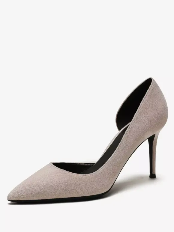Escarpins à talons hauts en daim chaussures habillées rouges à bout pointu et à talons aiguilles