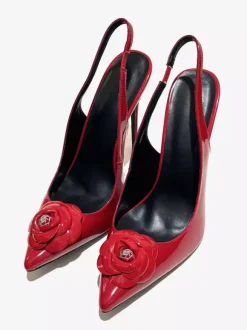 Escarpins à talons hauts et bout pointu pour femmes motif floral bride arrière