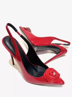 Escarpins à talons hauts et bout pointu pour femmes motif floral bride arrière