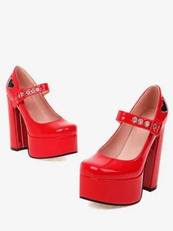 Escarpins à Talons Hauts Femme avec Plateforme avec Bout Carré Unicolore