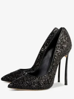 Escarpins à talons hauts pour femmes souliers de soirée à bout pointu doré