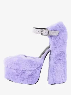 Escarpins à talons hauts pour femmes fausse fourrure talons épais cuir PU