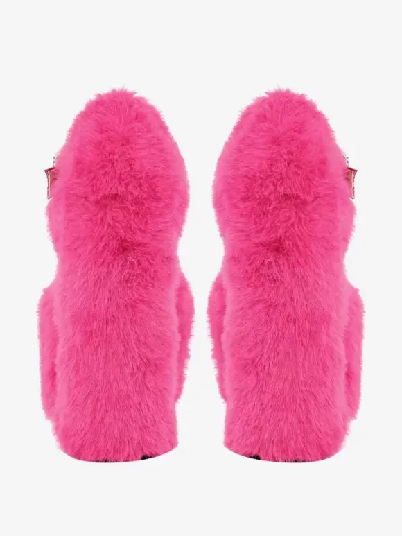 Escarpins à talons hauts pour femmes fausse fourrure talons épais cuir PU