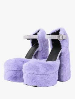 Escarpins à talons hauts pour femmes fausse fourrure talons épais cuir PU
