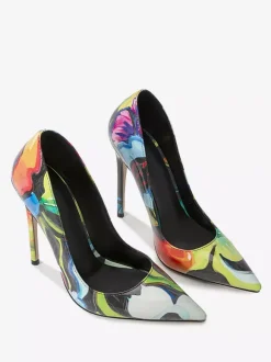 Escarpins à talons hauts pour femmes bout pointu à motifs à enfiler