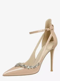 Escarpins à talons hauts pour femmes bout pointu strass découpes bride cheville chaussures de bal