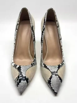 Escarpins à talons hauts pour femmes bout pointu en daim à motif serpent à enfiler