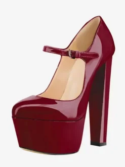 Escarpins à talons hauts rouges pour femmes chaussures Sexy à plateforme Sky High Mary Jane