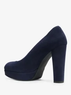 Escarpins À Talons Épais En Daim Femmes Plateforme Bout Rond