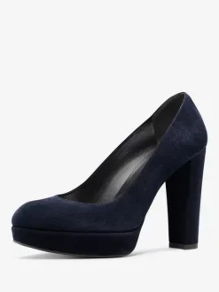 Escarpins À Talons Épais En Daim Femmes Plateforme Bout Rond