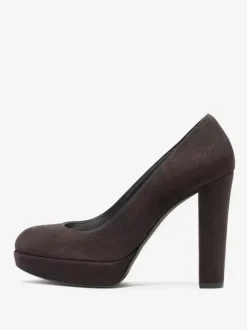 Escarpins À Talons Épais En Daim Femmes Plateforme Bout Rond
