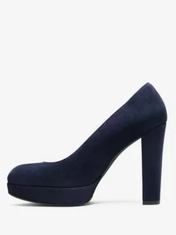 Escarpins À Talons Épais En Daim Femmes Plateforme Bout Rond