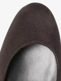 Escarpins À Talons Épais En Daim Femmes Plateforme Bout Rond
