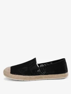 Espadrilles en dentelle pour femmes mocassins à enfiler à bout rond blancs