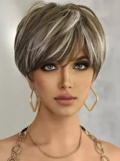 Faits saillants Perruques courtes Pixie Cut Perruque synthétique quotidienne en fibre résistante à la chaleur pour femmes 2026